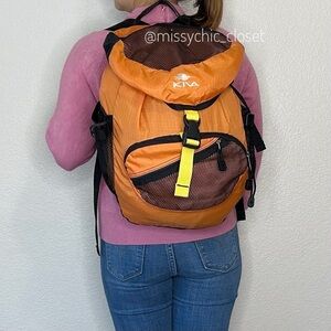 Kiva Orange Black Packable Travel Hiking Camping Backpack